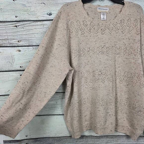 Alfred Dunner Beige Diamond Knit Pullover Sweater Size M - Picture 3 of 5